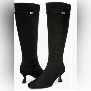 NEW Sam Edelman Lyla Black Suede Knee High Boot Wide Calf Size 9.5